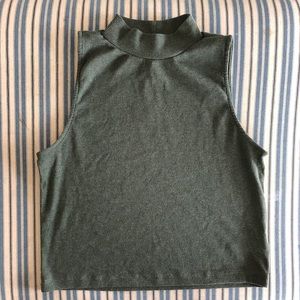 H&M Army green crop turtle neck Sz M